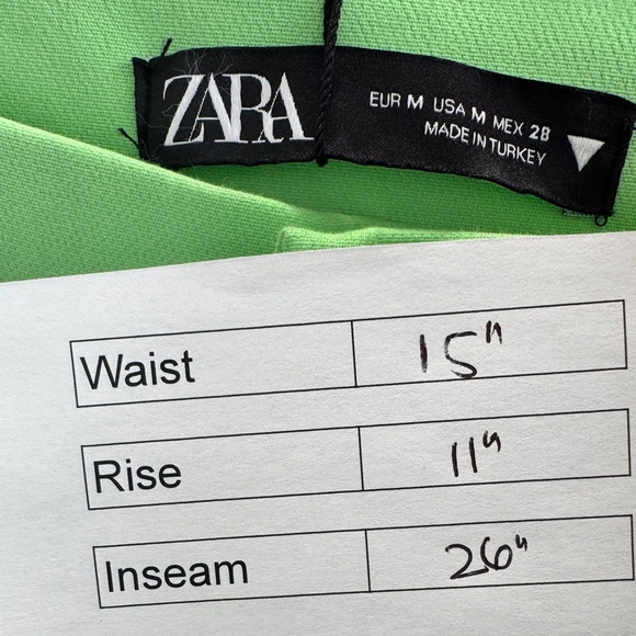 Zara High Waist Crop Flare Pants Green - Picture 13 of 13